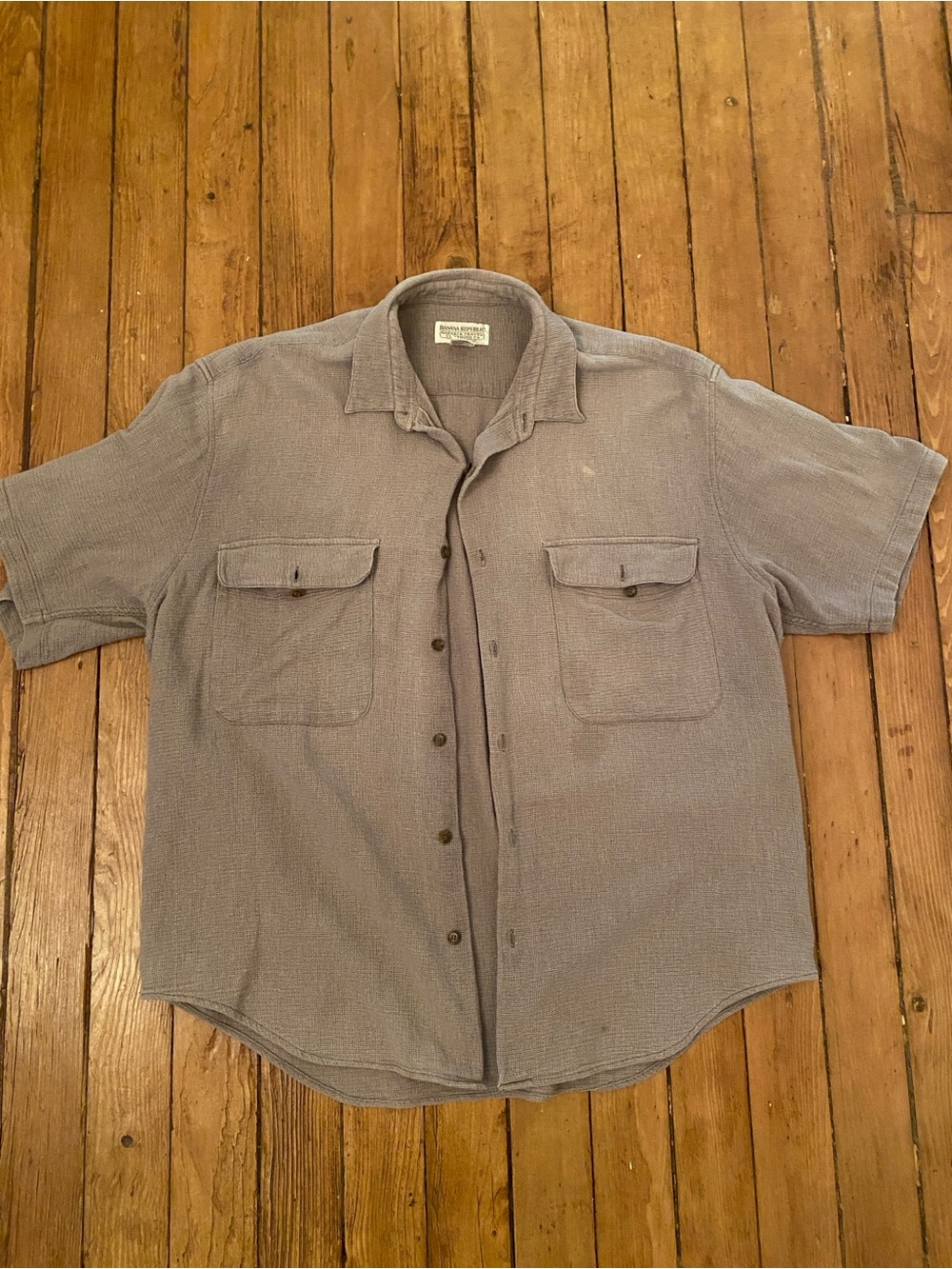 Vintage Banana Republic Short-Sleeve Button-Down Shirt - Gray